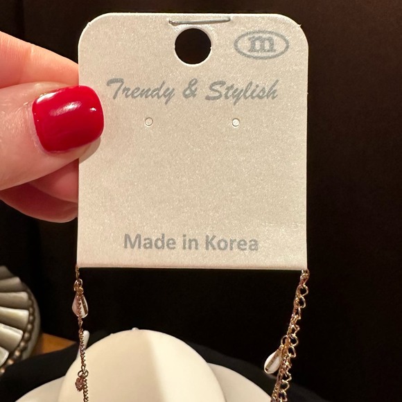 Gold Hardware Faux Opal Rain Drop & Faux Crystal Charm Necklace, NWT - Picture 8 of 8